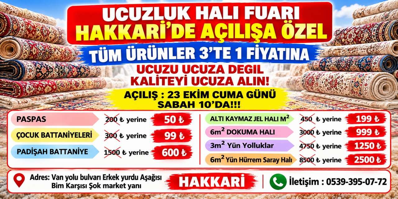 Hakkari’de Ucuzluk Halı Fuarı Açılıyor