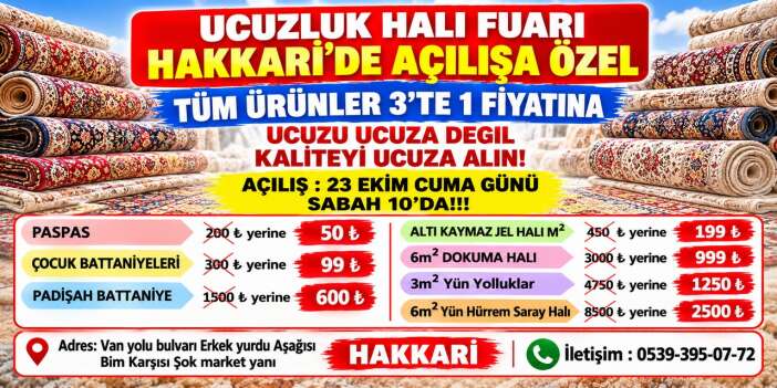 Hakkari’de Ucuzluk Halı Fuarı Açılıyor