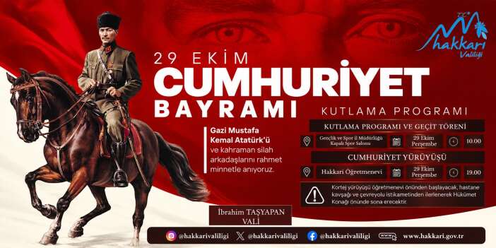 Hakkari’de Cumhuriyet Bayramı etkinliklerine davet
