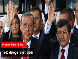 Davutoğlu, 1245 'evet'le aday gösterildi