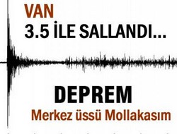 Van'da 3.5 Büyüklüğünde Deprem