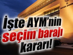 AYM seçim barajı kararını verdi