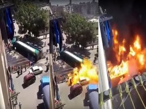 Tanker devrildi korku dolu anlar yaşandı