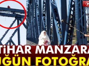 İntihar manzaralı düğün fotoğrafı