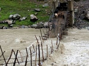 Zap suyu taştı çoban ve keçiler mahsur kaldı