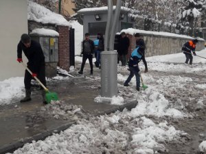 Hakkari belediyesinin kar timleri görev başında