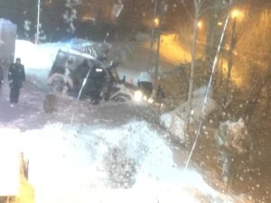 Belediye karla mücadele ekibinin zor anları