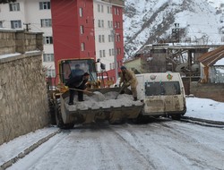 Şemdinli'de buzlu yollar tuzlanıyor