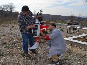 Şehidin babası istedi, oğlunun kabri aydınlatıldı