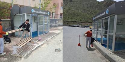 Hakkari’de tahrip edilen duraklar yeniden onarılıyor