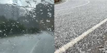 Yüksekova'da dolu araçlara zarar verdi