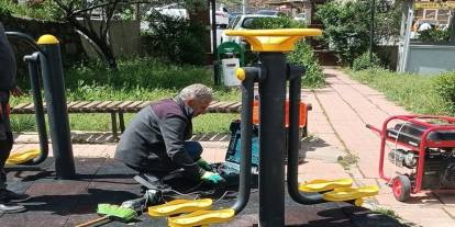 Sürme Hanım Parkı'ndaki spor aletleri onarıldı