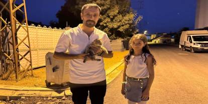 Baba ve kızı yaralı kediyi hayata döndürdü