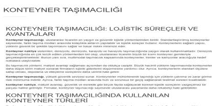 Konteyner Taşımacılığında Global Çözüm Ortağınız