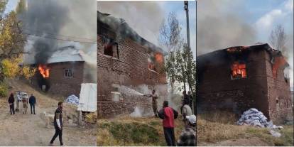 Geçitli Köyünde korkutan ev yangını